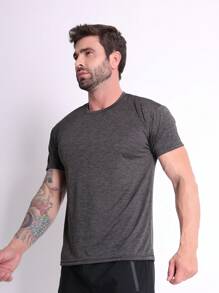 Men's Dry Fit Shirt Slim Fit Gym Fabric Cold Mesh Comfortable - 深灰色 - 查看 3