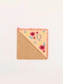 1 pieza, Punto de libro de esquina personalizado bordado a mano, 26 letras bordadas a mano en fieltro, punto de libro de bordado de flor linda para amantes de la lectura, regalo significativo, vuelta al colegio