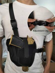 Portable Outdoor Tactical Pistol Holster, Adjustable Left/Right Quick Draw Handgun Pouch, Chest Rig Fit For Persons Under 90KG - Black - View 1