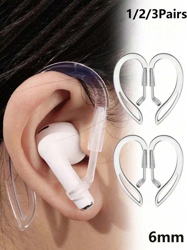 1/2/3Pairs Transparent Ear Hook Compatible With Airpods, TPU Anti-Lost Ear Hanging Accessories Compatible With AirPods 1/2/3, Earphone Ear Cap Earring Hooks