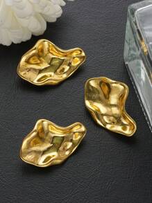 3 Peças/Pacote Botões de Metal Esmaltados Assimétricos, Adequados para Vestidos, Cardigãs, Jaquetas, Suéteres, Ternos - Botões de Costura Personalizados Únicos, Adequados para Decoração de Moda - Preto e Dourado