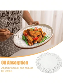 150 sztuk Okrągłe Białe Serwetki Papierowe Koronkowe Serwetki Papierowe Do Pieczenia, Do Rzemiosła, Dekoracji Zastawy Stołowej, Imprez, Ślubu, Ciast, Deserów, Pieczonych, Grillowanych, Smażonych Żywności - Wielokolorowe - Zobacz 3