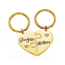 Llavero en forma de rompecabezas de corazón de acero inoxidable personalizado para compartir con madre, hija, novio, novia, pareja. Regalo de cumpleaños