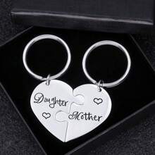 Llavero en forma de rompecabezas de corazón de acero inoxidable personalizado para compartir con madre, hija, novio, novia, pareja. Regalo de cumpleaños