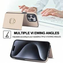 Wallet Case With Card Holder, 360° Rotation Ring Kickstand Magnetic Clasp And Durable Shockproof Cover Compatible With IPhone 16 15 14 13 12 11 Pro Max 7 8 Plus X XR XS Max - White - View 4
