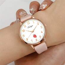 Bộ 5 chiếc đồng hồ mặt họa tiết dâu tây kèm phụ kiện móng vuốt mèo - Nhiều màu - Xem 4