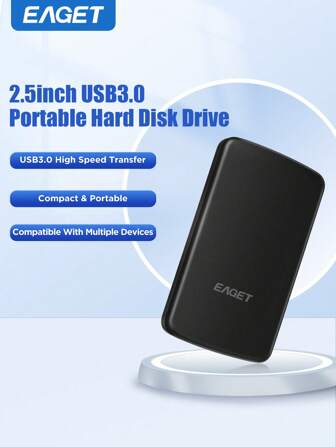 500GB 2.5 英寸超薄便携式外置硬盘 HDD，250GB/320GB USB 3.0 存储兼容 PC、笔记本电脑、台式机、书籍