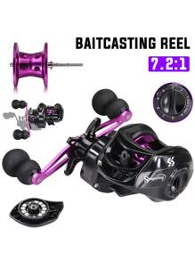 SOUGAYILANG 1Pc Baitcasting Fishing Reel 7.2:1 Gear Ratio Flexible And Convenient Magnetic Brake System Fishing Wheel Max Drag 11LB Casting Fishing Reel Great Fishing Tool! - Purple - View 2
