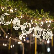 3 Pcs Wooden Pendant Ornament Ramadan Hollow Decoration Moon Star Wind Light Shape Pendant Ornament Happy Eid Hanging Sign For Ramadan Mubarak Eid Party Decorations