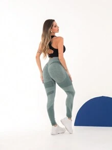 Seamless High Waist Butt Lifting Leggings Gym Sports Pants C25 - Spring Green - 查看 9