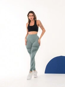 Seamless High Waist Butt Lifting Leggings Gym Sports Pants C25 - Spring Green - 查看 6