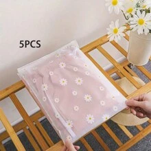 5 件/套哑光可爱卡通拉链收纳袋，旅行衣物整理包装袋，适用于 - 彩色 - 查看 7