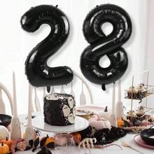 1/2 件黑色 40 英寸巨型数字铝箔气球适用于 16 岁、18 岁、20 岁、21 岁、25 岁、30 岁、40 岁、50 岁、60 岁、70 岁、80 岁生日派对、周年纪念和其他庆祝装饰 - 黑色 - 查看 31