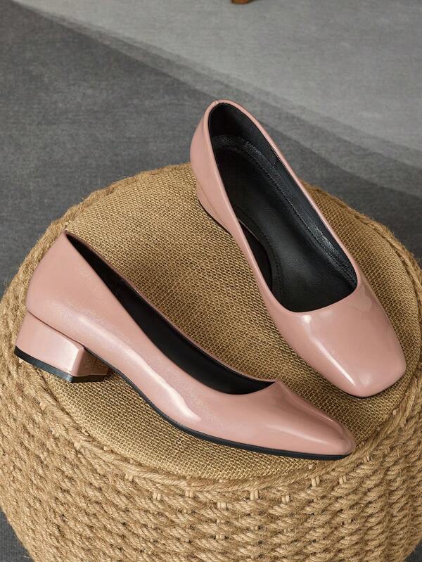 Damen Mode Pumps mit quadratischer Zehenbox und 3cm Blockabsatz, bequem für Arbeit, Pendeln, Party, Dinner, rosa, raffinierte und vielseitig einsetzbare Freizeitloafer