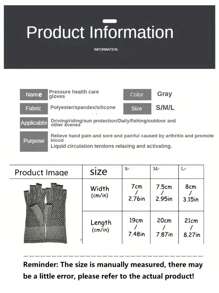 1双男女通用灰色露指手套，保暖弹力针织手套，适合关节炎患者 - 深灰色 - 查看 3