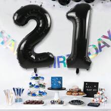 1/2 件黑色 40 英寸巨型数字铝箔气球适用于 16 岁、18 岁、20 岁、21 岁、25 岁、30 岁、40 岁、50 岁、60 岁、70 岁、80 岁生日派对、周年纪念和其他庆祝装饰 - 黑色 - 查看 32