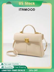 ITAMOOD Quiet Luxury Lightweight Business Casual Elegant Scarf Decor Designer Inspired Handbags & Top Handle Tote Bag, Chic Genuine Leather Gray Purse & Square Bag, Minimalist Vintage Solid Color Flap Shoulder Bag & Underarm Purse, Portable Adjustable Crossbody Bag & Satchel Bag For Teen Girls, Women,College Students,Rookies & White-Collar Workers Perfect For Office,College,Work,Business,Commute,Outdoors,Travel,Outings,Vacations,Parties And As Gifts For Festivals And Birthdays For Best Friends, Girlfriends,Lovers,Fashionable Party-Goer,Gift Decor, Gift Accessories Present, School Supplies, Teacher Gifts, Back To School, Valentine's Day Gifts. - 米色 - 查看 2