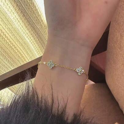 1 chiếc vòng tay hình cỏ bốn lá tinh tế, thanh lịch bằng bạc Sterling 925, trang sức cao cấp dành cho nữ, quà tặng dự tiệc, quà sinh nhật, hoặc đeo hàng ngày.