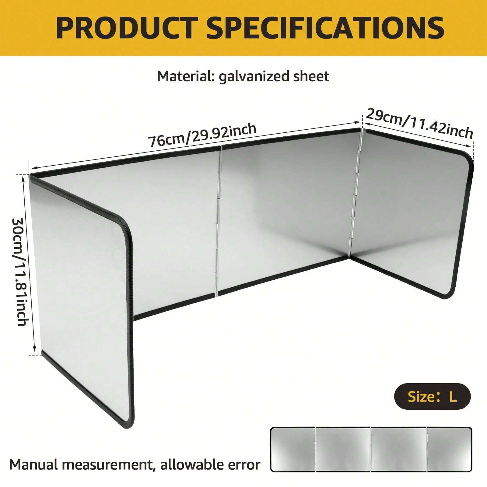 3 Sided Splatter Guard Folded Oil Splatter Screen Grease Splatter Guard