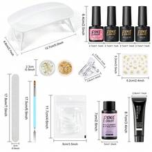 peacecolor 21 件凝胶指甲油套装带 USB UV 指甲灯聚合物延长凝胶绿色指甲粉色指甲霓虹指甲 7ML 底漆和面漆美甲防滑解决方案带指甲贴纸适用于女士和女孩 DIY 美甲沙龙套装 - 彩色 - 查看 11