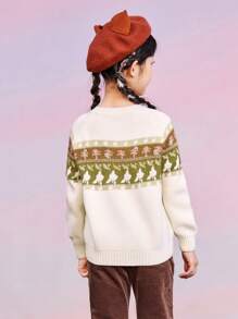 mini bala Boys' And Girls' Fun Jacquard Soft Sweater Fall/Winter Collection