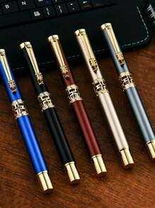 【定制】不锈钢金属商务办公圆珠笔套装带礼盒，适合日常书写、签名、节日、父亲节、感恩节、圣诞节、生日礼物、朋友、亲戚、领导、同事 - 多色 - 查看 4