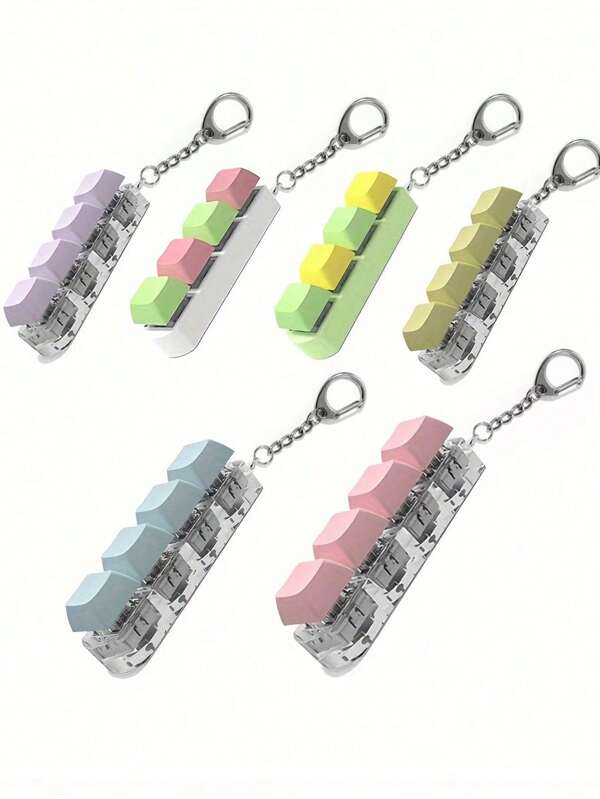 1 pezzo Portachiavi antistress, con design a forma di tasto di tastiera, giocattolo fidget per adulti, anello per dita, strumento calmante, per concentrazione e relax