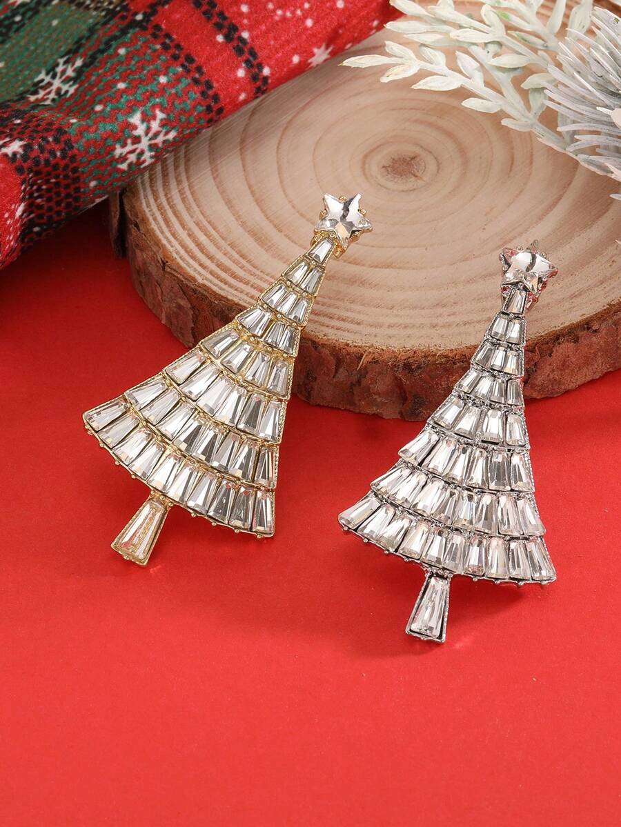 1 件 2024 圣诞节新款水钻镶嵌合金圣诞树胸针 - 聖誕樹 - 查看 1