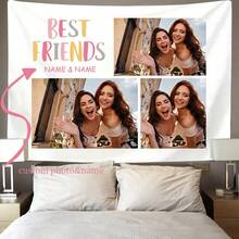 带有定制照片设计的个性化挂毯 - 多种尺寸可供选择 - 定制照片挂毯，无需电力，适用于卧室、客厅、室内和室外艺术装饰 - 送给朋友的完美生日礼物！ - 彩色 - 查看 8