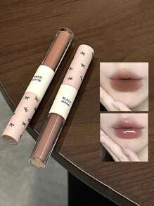 Brillo de labios doble espejo y mate 2 en 1, brillo de labios hidratante con aceites esenciales, tinte labial líquido brillante, labios hidratados y talla grande voluminosos, glaseado labial dulce de larga duración - Multicolor - Ver 13