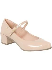 Women's Patent Leather Low Heel Pumps - 杏色 - 查看 2