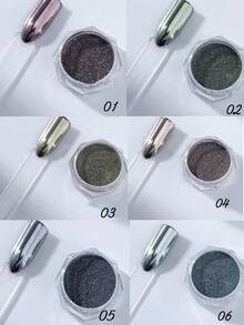 3/5/8盒装魔镜粉、闪光粉、金属颜料、节日美甲装饰、DIY指甲饰品、指甲宝石、指甲用品、秋冬指甲粉、大地色指甲粉 - 彩色 - 查看 11