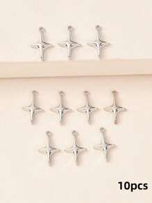 10入組/套四角星DIY吊墜 - 銀色 - 查看 4