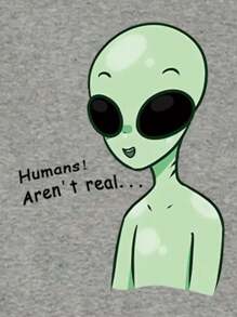 Hombres Sudadera con estampado de extraterrestre - Gris - Ver 9