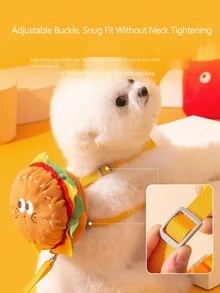 带牵引绳套装的狗胸背带，卡通汉堡形背包狗背带，带户外牵引绳，非常适合遛宠物，猫狗通用 - 彩色 - 查看 8