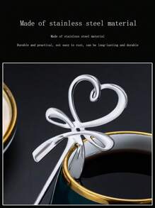1/5/10pcs Creative Cute Heart & Bow Cake/Coffee Spoon, Nest/Gift Spoon Back To School - Multicolor - View 5