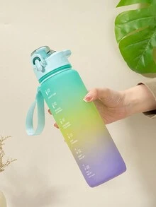 1 个 32 盎司水瓶，防漏，激励水瓶，带饮水时间和吸管，健身运动水瓶带肩带，适用于办公室、健身房、户外运动 - 彩色 - 查看 3