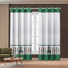 Curtain For Kitchen, Living Room 3.00 X 2.20 Christmas Decoration, Full Window, Christmas, Printed - 聖誕胡桃鉗 - 查看 1