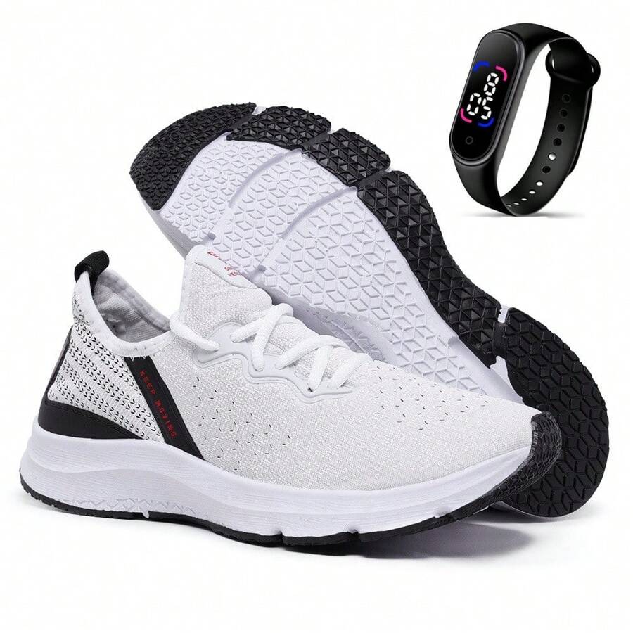 Keep Moving Unisex Fitness Training Gym Tennis Kit + Led Digital Watch - 白色 - 查看 1