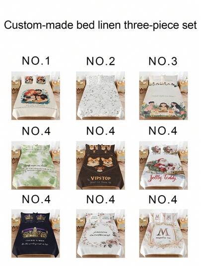 Juego personalizado de tres piezas: funda nórdica, funda de almohada. Ropa de cama personalizada cómoda con funda nórdica con escritura o imagen, regalo de foto