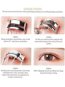 1 件便携式睫毛夹和 10 个硅胶垫，不锈钢粉色弧形手柄睫毛夹，卷曲和塑形，不伤睫毛，轻松安全地适应通用眼形，获得持久卷曲 - 彩色 - 查看 4