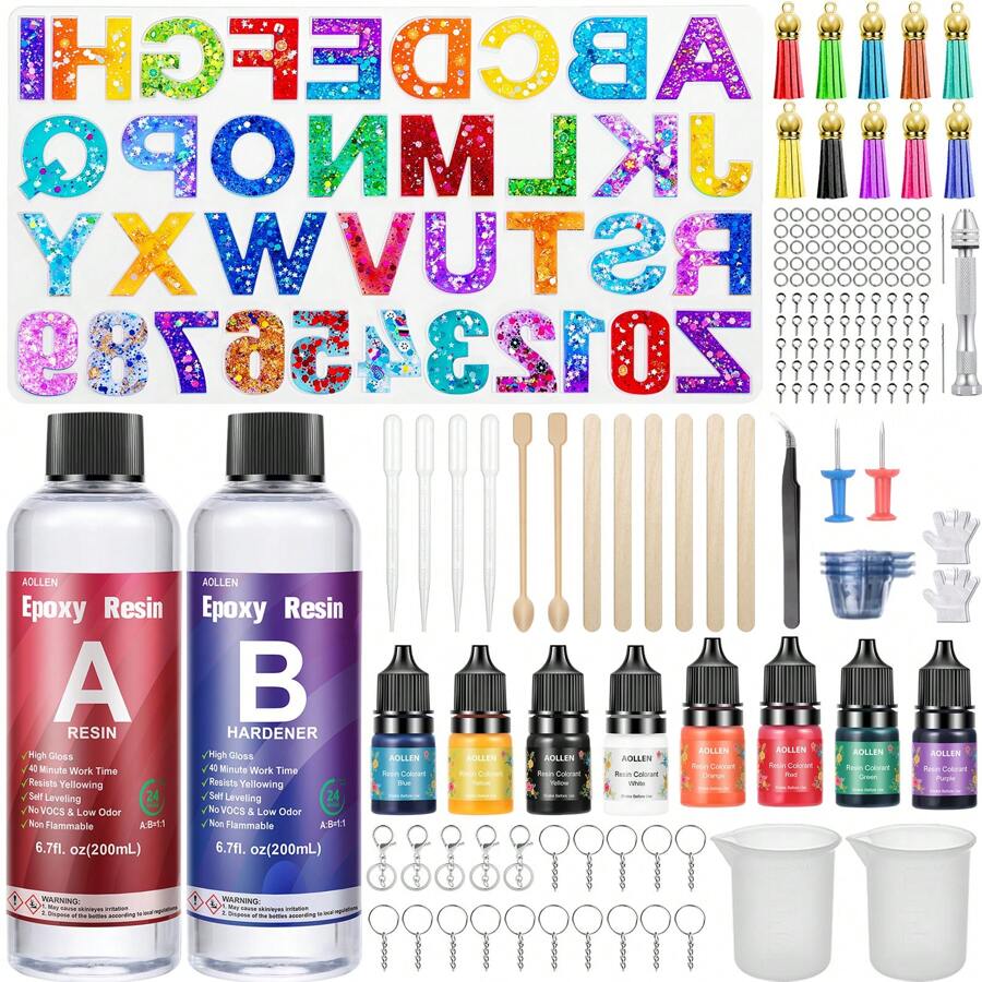 Epoxy Resin Set Beginner, Moulds Letters Numbers Epoxy Resin Silicone