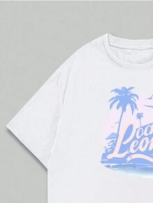 Resort Style Beach Cotton T-Shirt Comfort Premium Soft Printed Elegant Breathable Casual - 白色 - 查看 4
