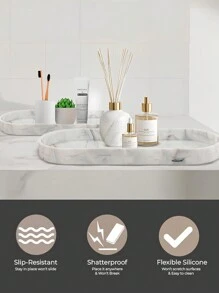 梳妆台托盘 - 2 包大号硅胶托盘，9.8 英寸 X 4.3 英寸防碎梳妆台托盘、小饰品托盘、马桶水箱托盘、厨房台面肥皂托盘、香水整理托盘、珠宝、蜡烛、化妆品整理器、女士礼物、桌面存储、书桌整理、Byoma 护肤品、梳妆台化妆品、组织、假日海滩、浴室系列、卧室系列、大容量 - 彩色 - 查看 3