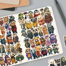 50 张/套复古卡通服装系列贴纸，适用于行李箱、手机壳、笔记本电脑、头盔、滑板、防水装饰 DIY 创意标签贴纸 - 均碼 - 查看 6