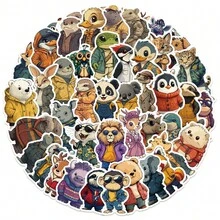 50 张/套复古卡通服装系列贴纸，适用于行李箱、手机壳、笔记本电脑、头盔、滑板、防水装饰 DIY 创意标签贴纸 - 均碼 - 查看 5