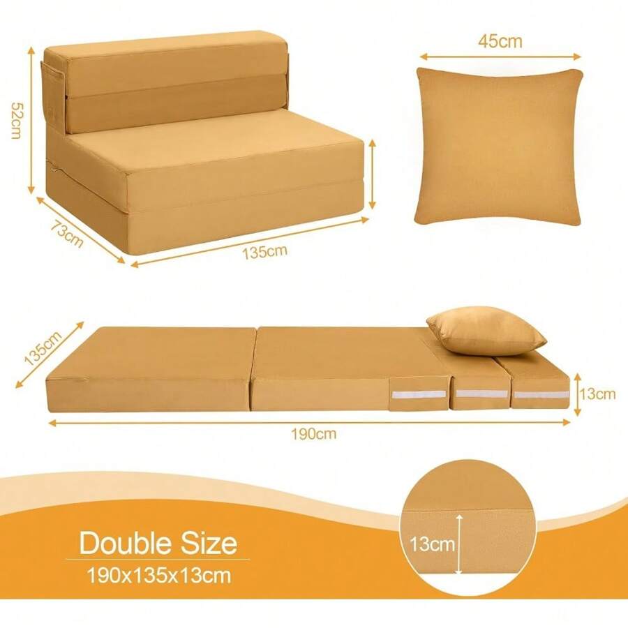 Folding Mattress Double, High Density Foam Fold Out Sofa Chair Z Bed
