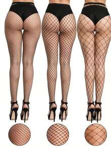 3 đôi tất lưới đen cỡ nhỏ, vừa và lớn, đa năng và phù hợp để mặc hàng ngày - màu đen - Xem 2