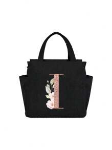 Geantă de prânz izolată personalizată cu identificare a primei litere - Geantă Bento caldă din pânză, închidere cu fermoar, căptușeală din folie de aluminiu de mare capacitate, potrivită pentru designul primei litere la serviciu și la școală, școli și activități în aer liber - Ușor de curățat, design compact, impermeabil, cutie de prânz, geantă de prânz pentru femei, geantă de picnic pentru profesori, geantă frigorifică pentru camping, geantă frigorifică pentru sală de clasă, geantă de picnic pentru femei, geantă de damă pentru școală, accesorii școlare, articole școlare