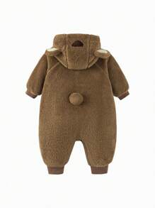 mini bala Boys' & Girls' Double-Sided Plush Hooded Jumpsuit Warm Winter Collection - Coffee - View 5